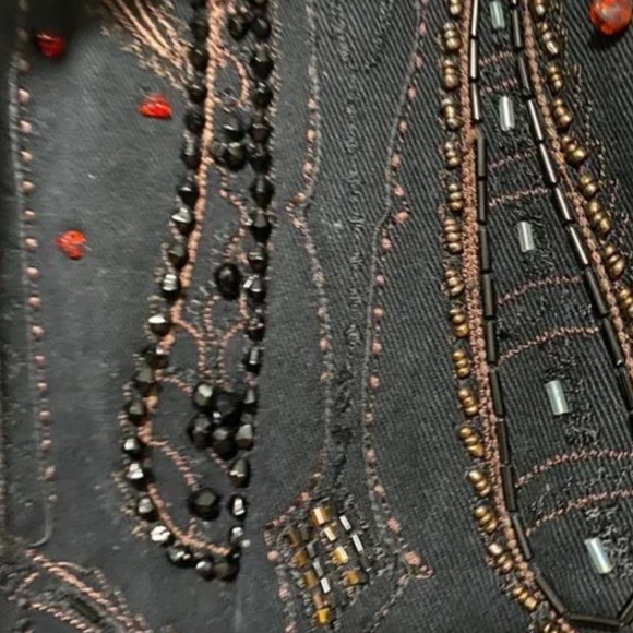 Chico's Design Black Denim Embellished Trucker Jacket sz XL - Picture 5 of 14